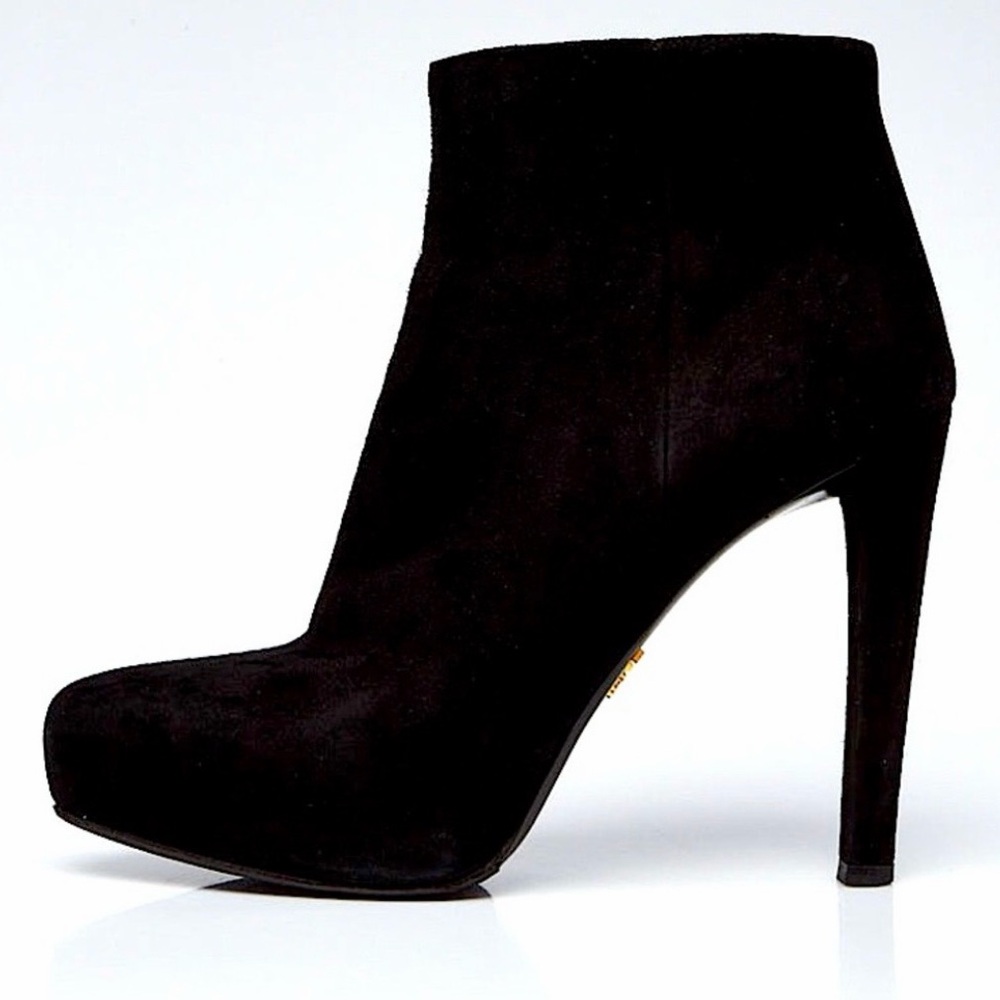 Prada Black Suede Booties 37 - Picture 2 of 8